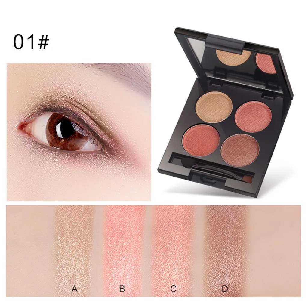 Цветной макияж 4 вида цветов Тени для век блюдо коричневый матовый жемчуг свет
