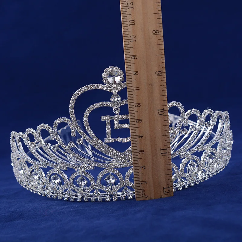 Quinceanera 15 Fifthteen день рождения Rhiestone тиара Корона с расчески для волос | Украшения и