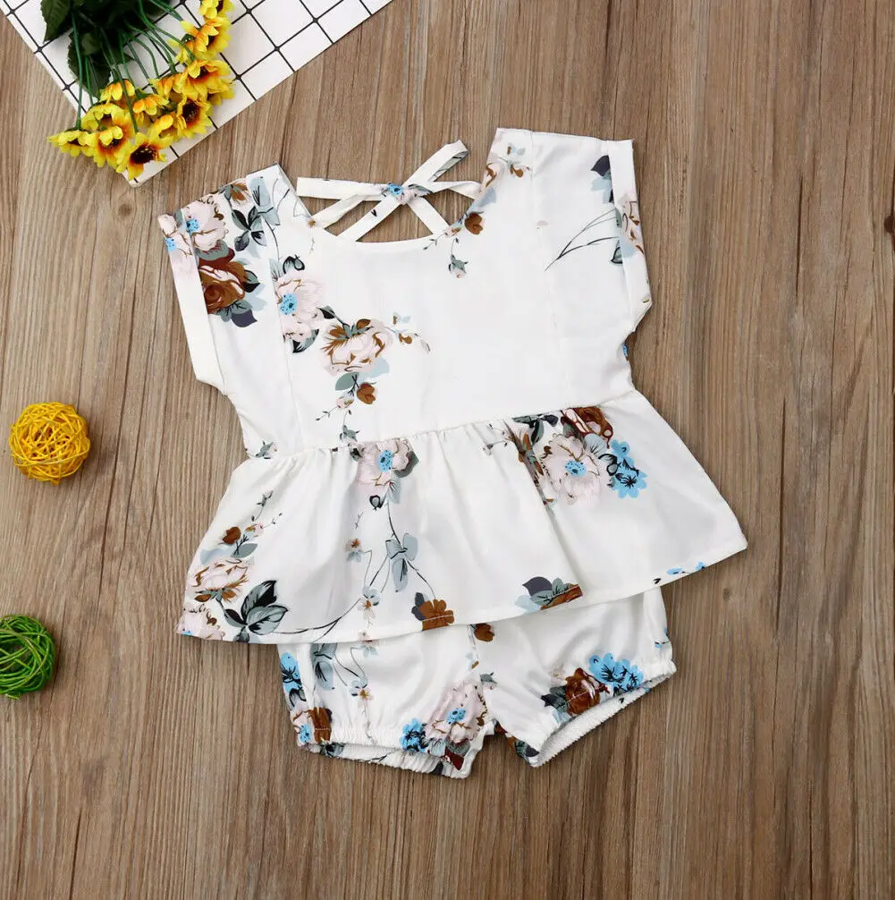 2019 Pudcoco Toddler Baby Kids Girls Ruffle Floral Tops Shorts Pants 2Pcs Outfits Clothes | Детская одежда и обувь