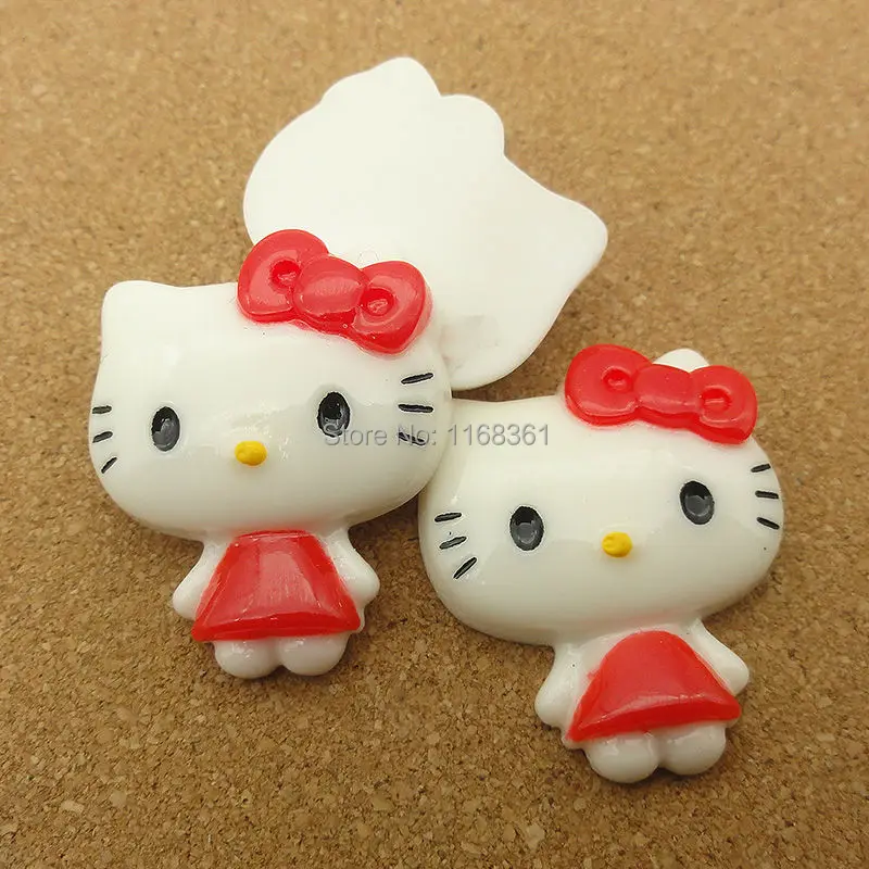 1 шт./лот плоской задней смола красный с большой головой кота 31 мм кабошонов