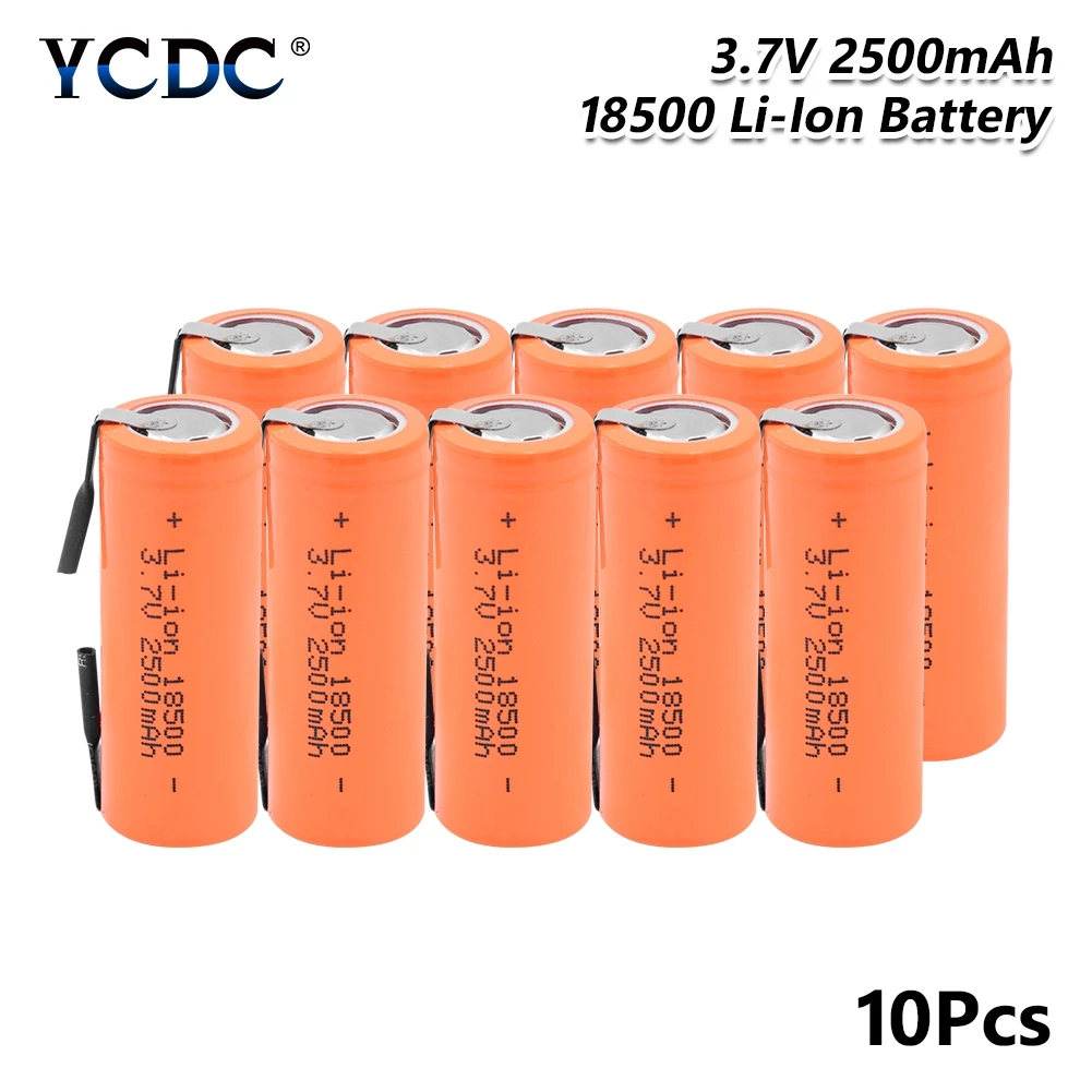 Перезаряжаемая 18500 литиевая батарея 3 7 V 2500mAh батареи с полосками Паяные для