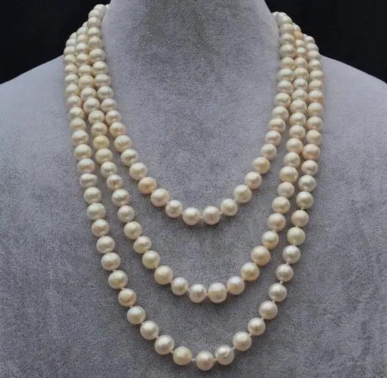 

Очаровательные ювелирные изделия из длинного жемчуга 72 ", ожерелье из белого пресноводного жемчуга 7-8 мм, натуральный жемчуг, подружка невесты, свадебный подарок для женщин