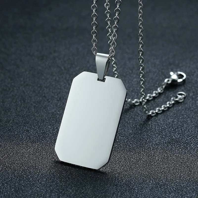 Stainless Steel Plain Dog Tag Pendant Necklace for Men Woman with 20"-24" O Chain