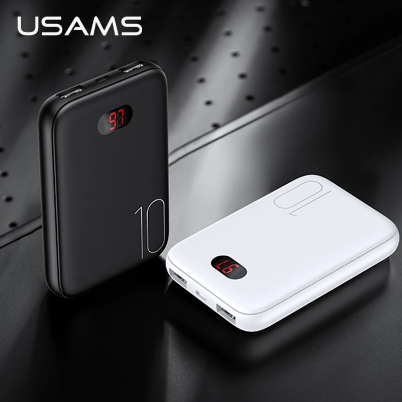 USAMS LED Mini 10000 мАч Внешний аккумулятор портативный внешний USB зарядка Powerbank для Xiaomi