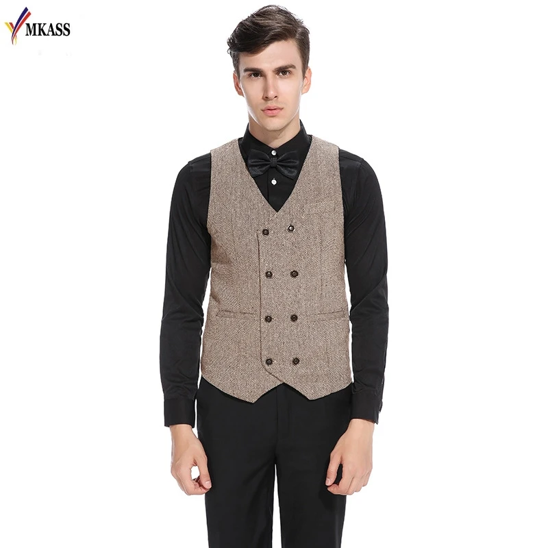 

2017 Men Vests Suit Double Breasted Mens Wedding Vest Classic Men Gilet Vest Groomsmen Tuxedo Waistcoat Colete kingsman costume