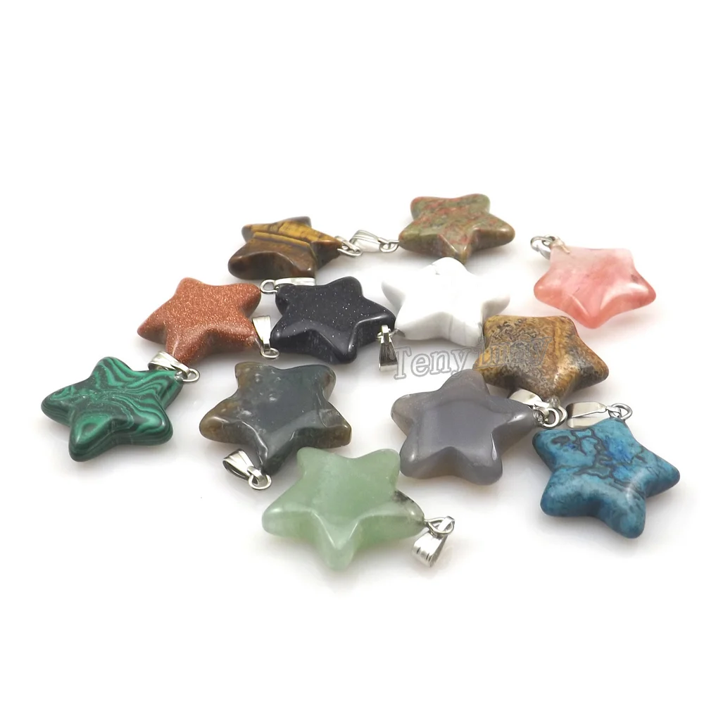 Смешанные лоты красивые подвески из натурального камня в форме звезды для