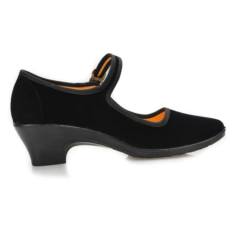 Туфли женские на высоком каблуке с круглым носком резиновой подошве|zapatos mujer|black
