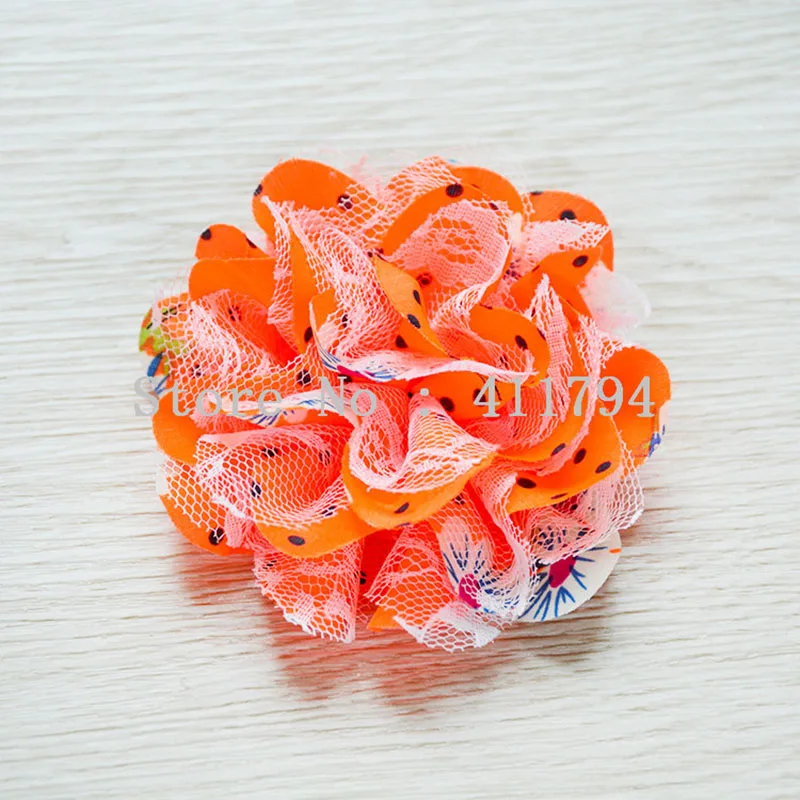 60 шт./лот 3. 75 Кружева шифон Хэллоуин потертые цветы для повязки на голову 17 видов