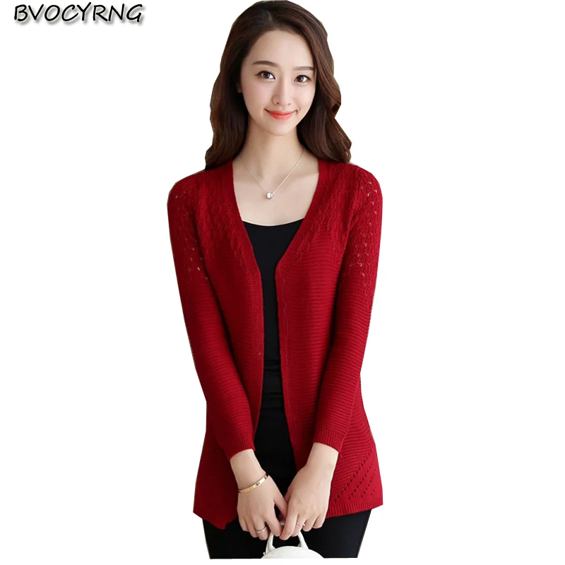 Новинка вязаный свитер на весну и осень большие размеры Женское шерстяное пальто