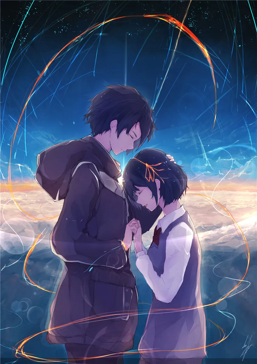 Японская мультяшная пленка плакаты Makoto Shinkai ваше имя наклейки на стену белая
