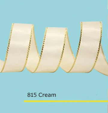 3/8 дюйма (9 мм) атласные ленты с золотым краем 35 цветов в наличии