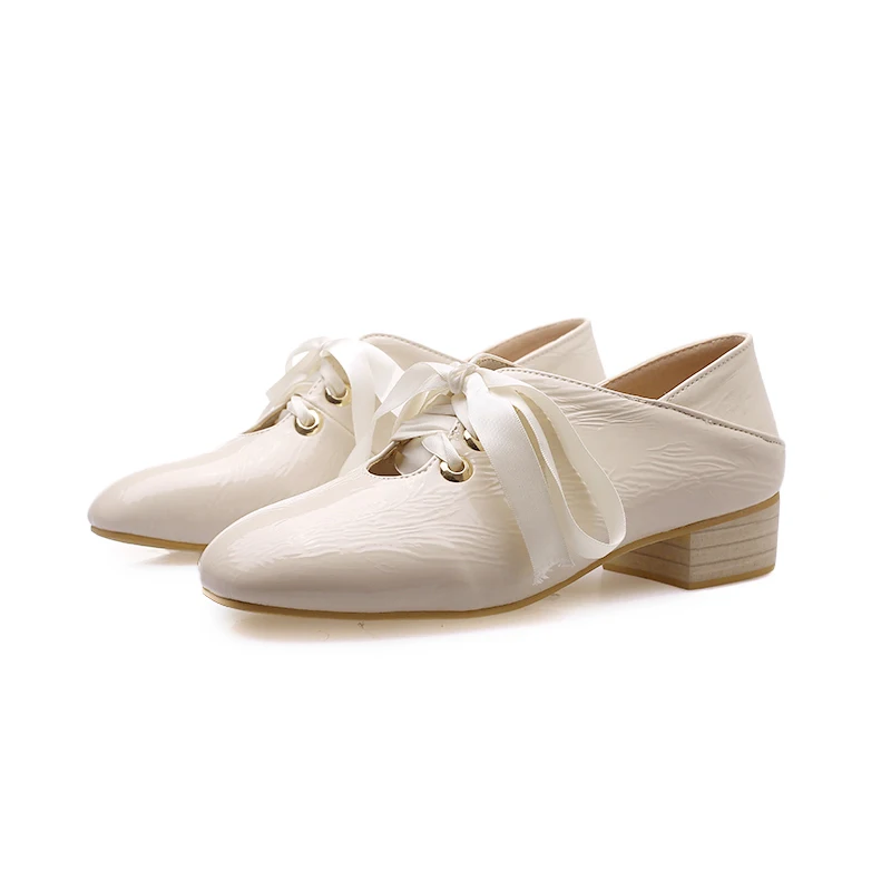 Beige MORAZORA/Новое поступление года; женские туфли-лодочки с квадратным носком; сезон весна-лето; тонкие туфли на шнуровке; простая модная повседневная обувь для женщин; Цвет Черный - Цвет: Beige