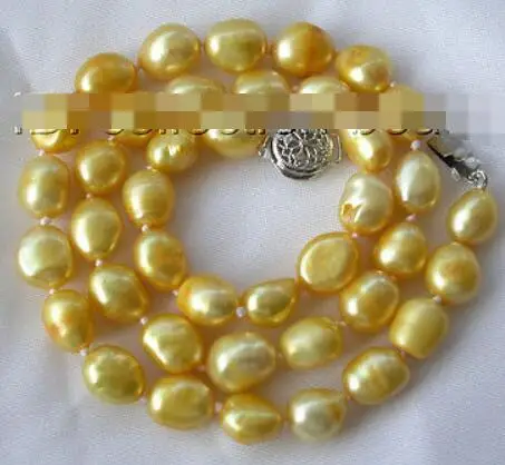 stunning 8-9mm baroque gold freshwater cultured pearl necklace m88 | Украшения и аксессуары