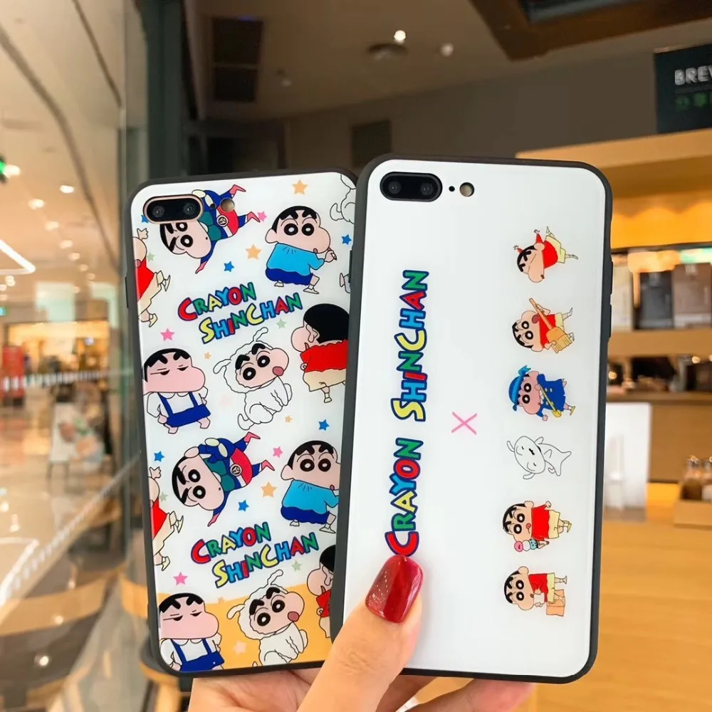 Новый стиль супер милый мультфильм карандаш Shin-chan закаленное стекло белый чехол