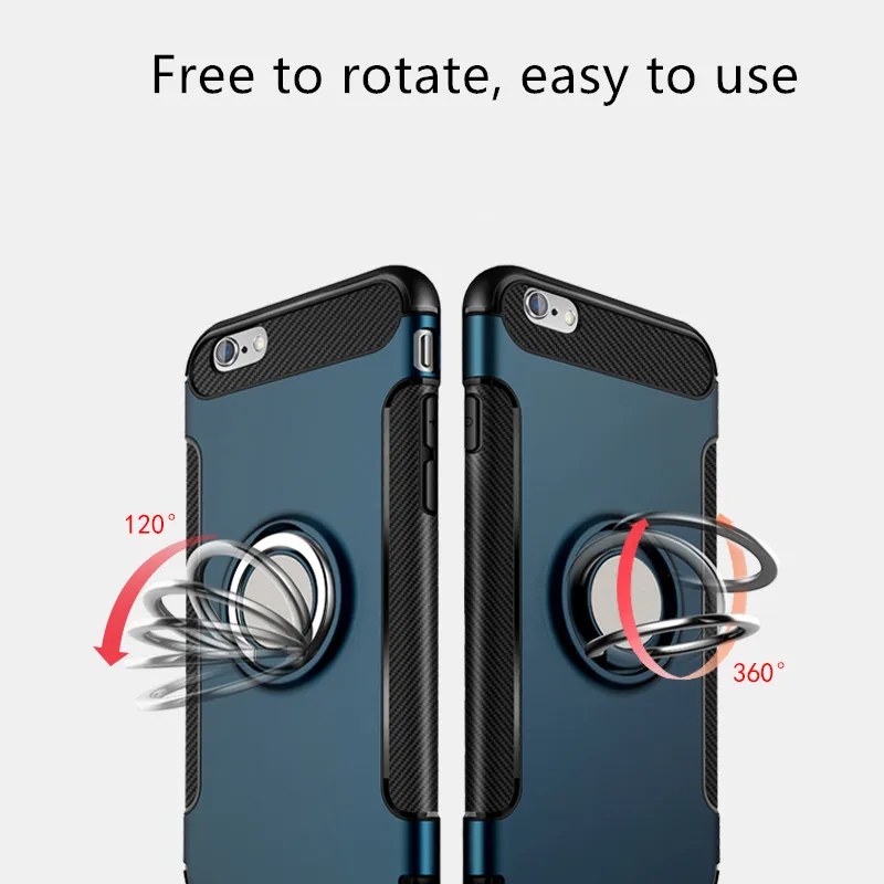 EMIUP Case For iPhone 7 6 Plus Luxury Metal Ring Holder Combo Phone 6s Capa Coque Cover |