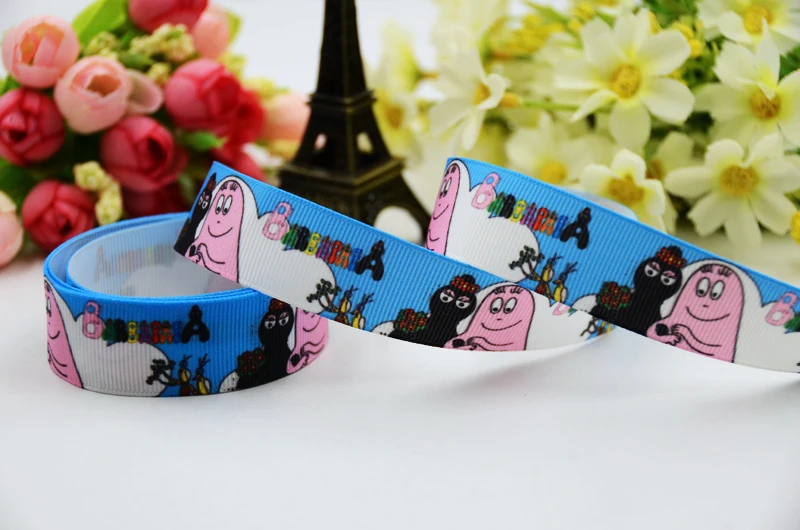 22 мм 25 38 75 Рубан атласная Barbapapa мультфильм печатных Grosgrain Ленточные швейные