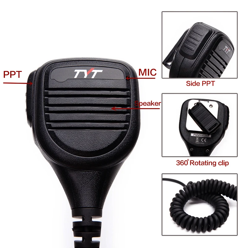 TYT MD-380 2-контактный PTT дистанционный водонепроницаемый плечевой динамик микрофон
