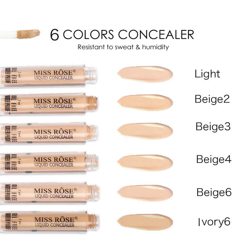 Жидкий консилер MISS ROSE с полным покрытием под глазами водостойкий натуральный