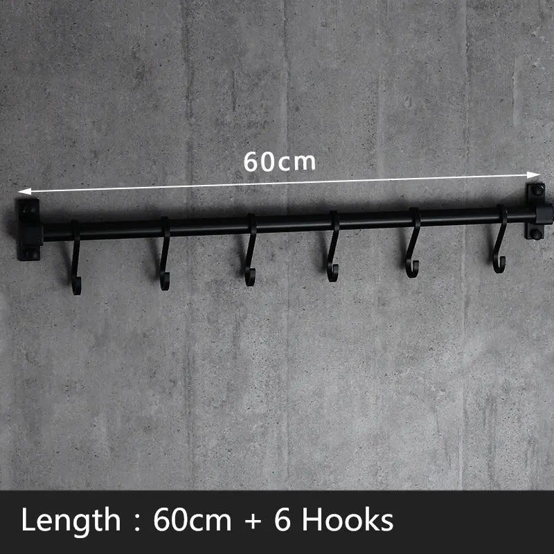 60cm Настенный алюминиевый держатель для инструментов, для хранения ножей, для кухонной утвари, крючки - Цвет: 60cm