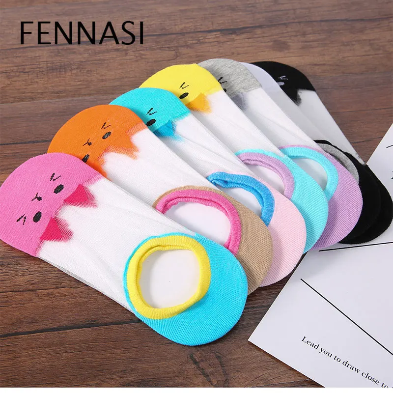 FENNASI короткие носки-башмачки модные удобные женские носки до щиколотки с котом