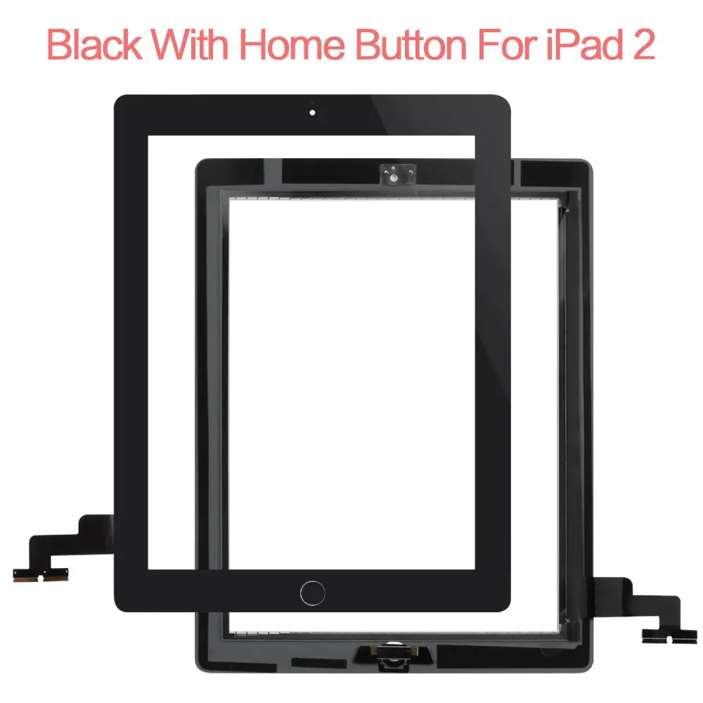 Для iPad 2 Сенсорный экран дигитайзер замена A1395 A1396 сенсорный A1397 для iPad2 экран стекло сенсорная панель с кнопкой Home - Цвет: Black with Button