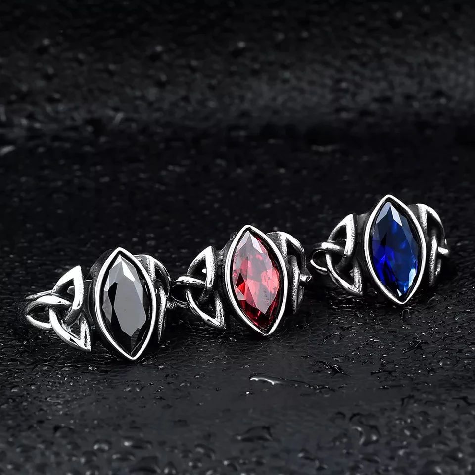 Мужской Молот Тора красный/синий/черный камень из нержавеющей стали CZ Кольцо