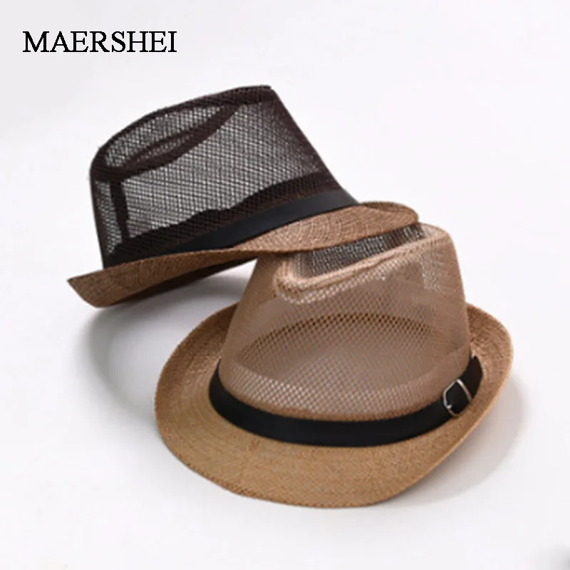 

MAERSHEI Summer fashion jazz straw for man beach sun straw Panama hat casual sun hats for women Wholesale