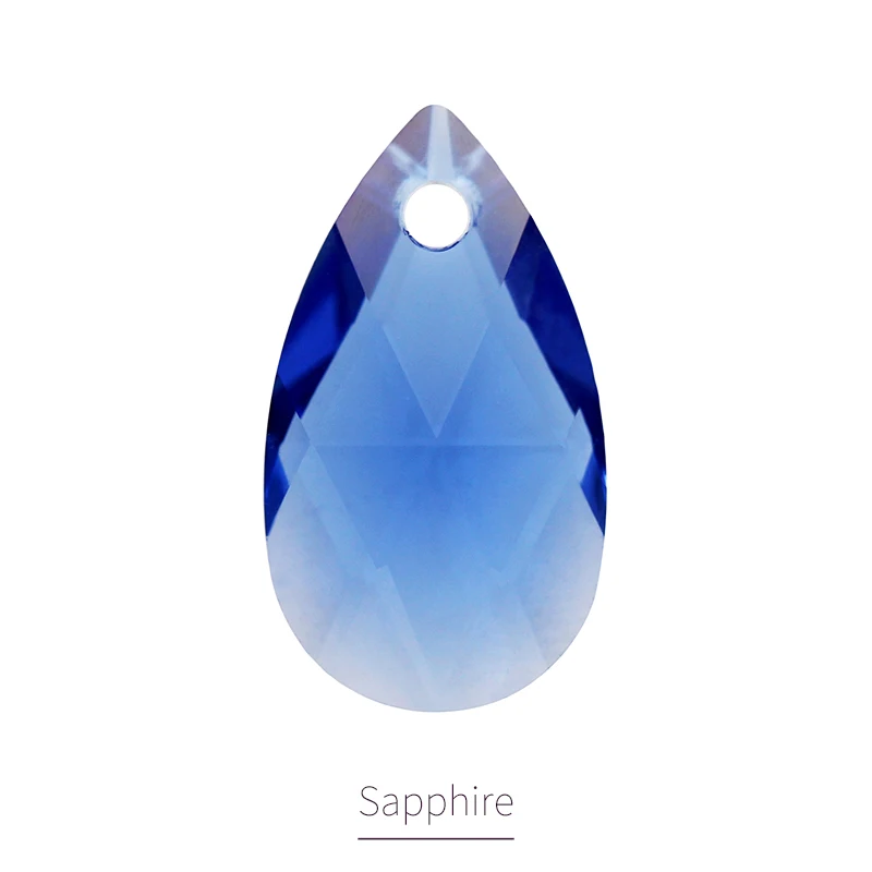 Sapphire K9 стекло одно отверстие кулон Стразы прозрачный в форме капли воды камни каплевидные Свободные Стразы DIY ювелирных изделий на заказ подарок на день матери - Цвет: Sapphire