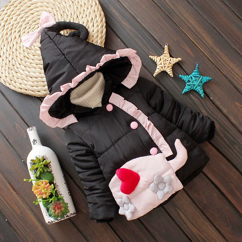 Winter Children Thick jacket for Girls Baby Cute Hooded Fleece coat Kids Down &amp Parkas 12 months - 3 year olds | Детская одежда и