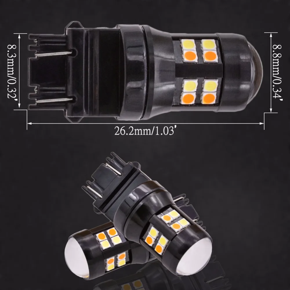 Katur 2 шт. T25 3157 светодиодные лампы с обратным переключателем 1200Lm белый желтый