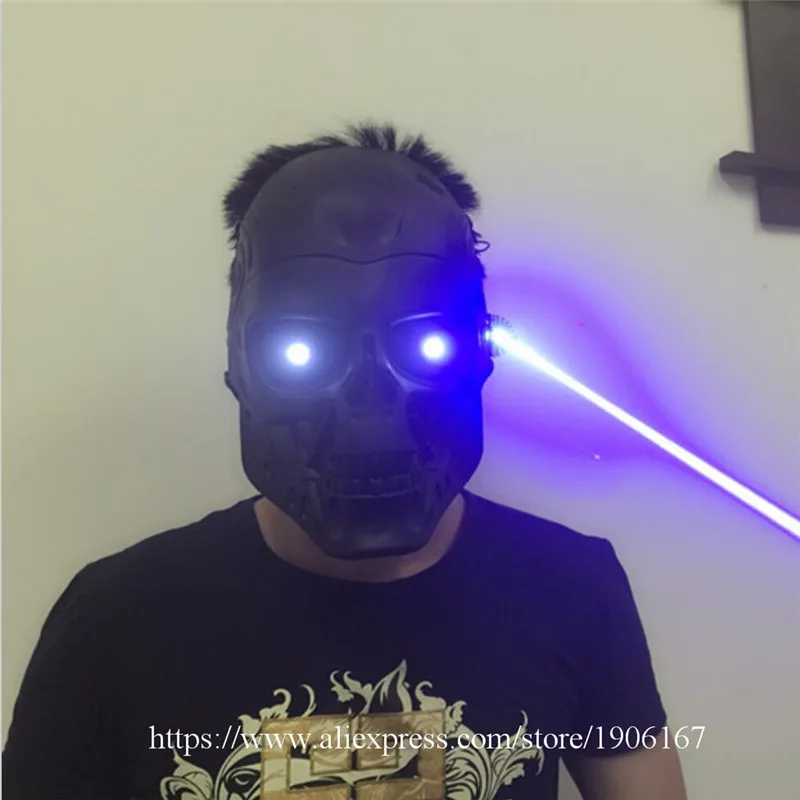 Led Luminous Blue Laser Halloween Ghosts Mask Illuminate Stage Performance Headwear Laserman Party Masquerade Masks | Дом и сад