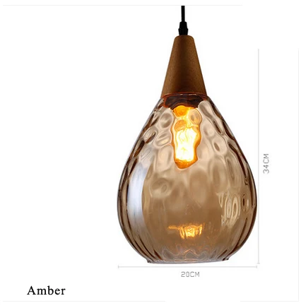 amber e27 Эдисона Постмодерн Стеклянные Железные Деревянные Минимализм Светодиодные Лампы.Светодиодные Светильники Люстры Подвесные.Светильники Подвесные Светильники.Подвесной Светильник.Освещение Для Столовой,Фойе - Цвет корпуса: amber