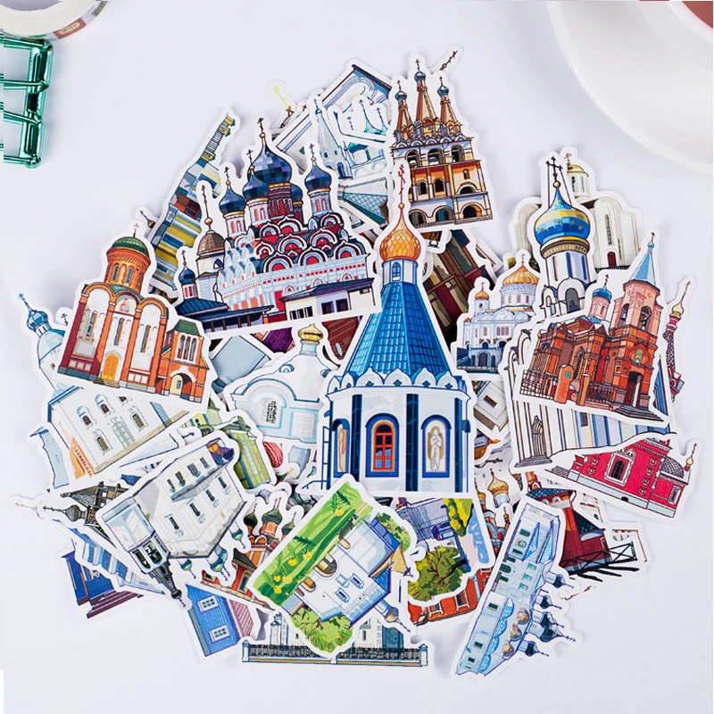 57pcs Europen Architecture Anime Sticker DIY For kid gifts notebook scrapbook Laptop Phone sticker Skateboard Luggage Decal Toy | Игрушки и