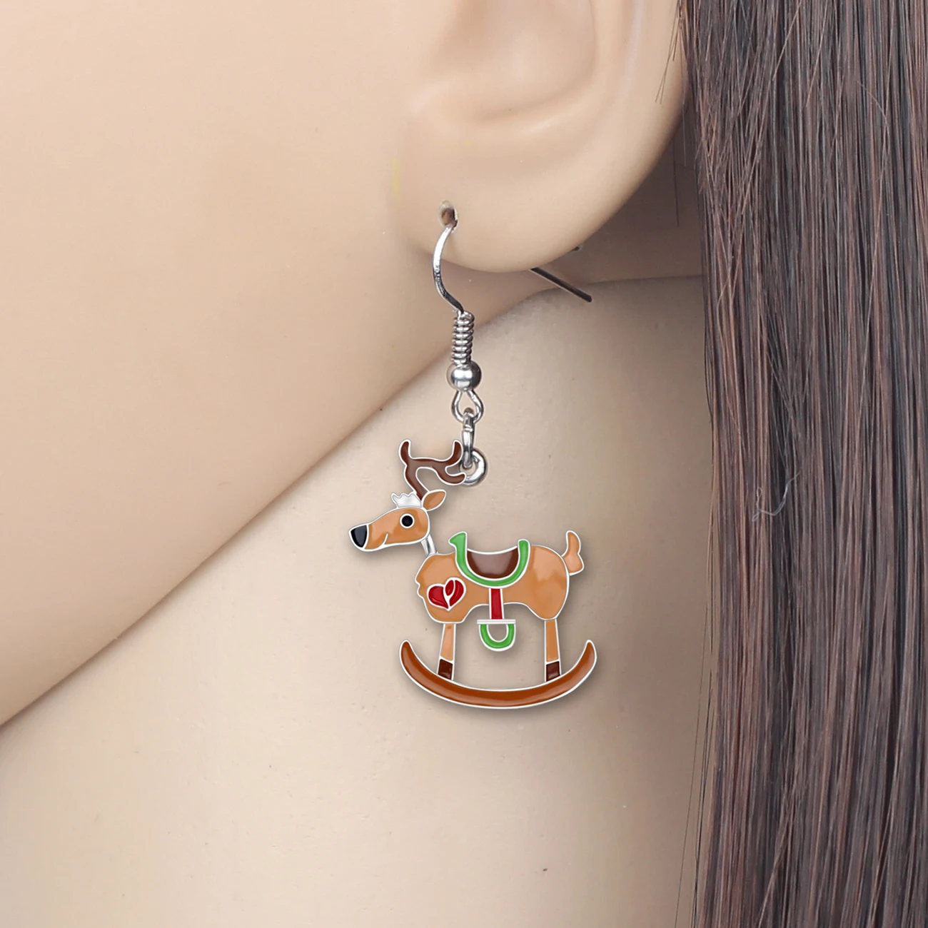 WEVENI эмаль сплав Рождественский олень ювелирный набор серьги-капли ожерелье