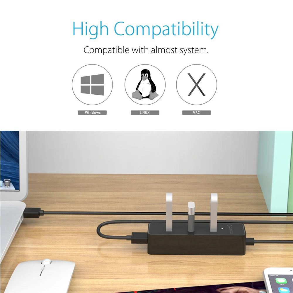 Портативный ультрабук ORICO высокоскоростной концентратор с 4 портами USB 3 0 и