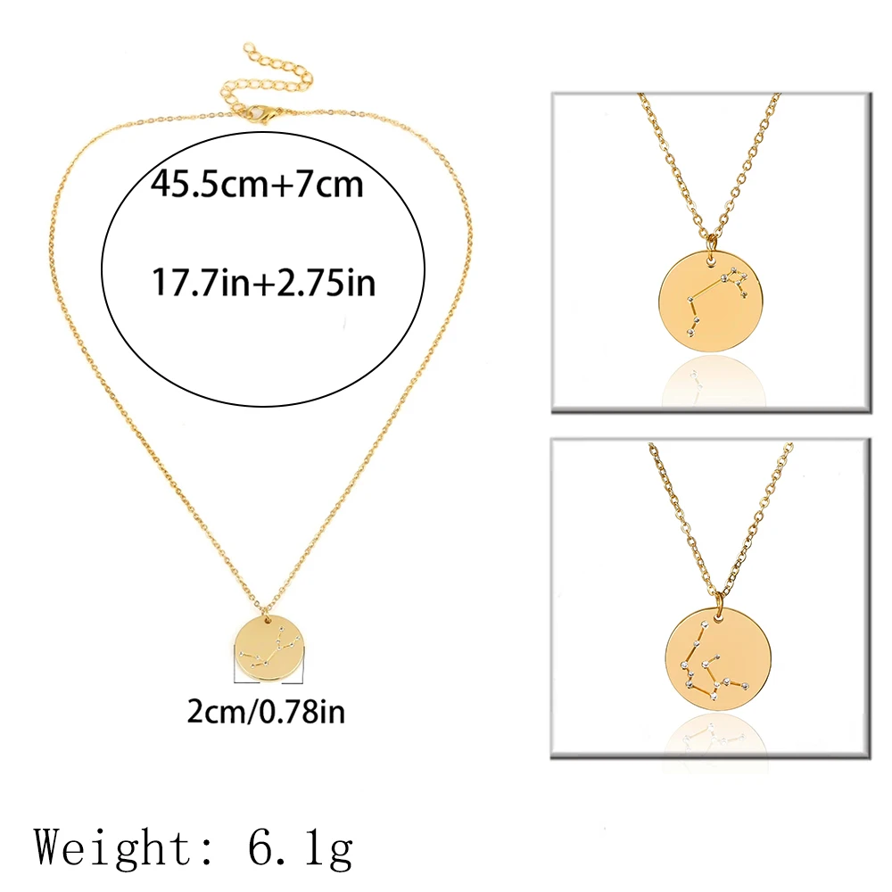 

Ingemark 12 Zodiac Constellations Pendant Choker Necklace Birthday Gift Unique Crystal Leo Libra Women Long Chain Necklace