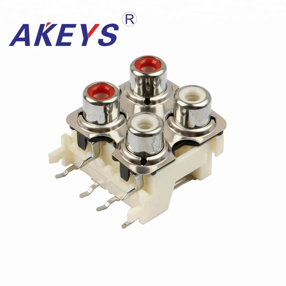Концентрическая розетка AV AV4-8.4-13D для монтажа на печатной плате белая 4 гнезда RCA 10