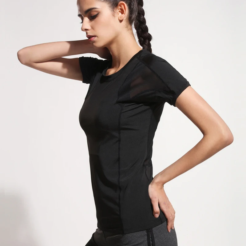 Сетчатые Лоскутные Спортивные футболки VEQKING для женщин эластичные