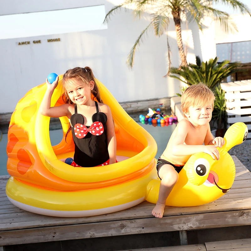 저렴한 휴대용 유아 풍선 달팽이 목욕 풀 태양 그늘 아기 뒤뜰 수영장 수레 여름 아기 물 장난감 두 사용