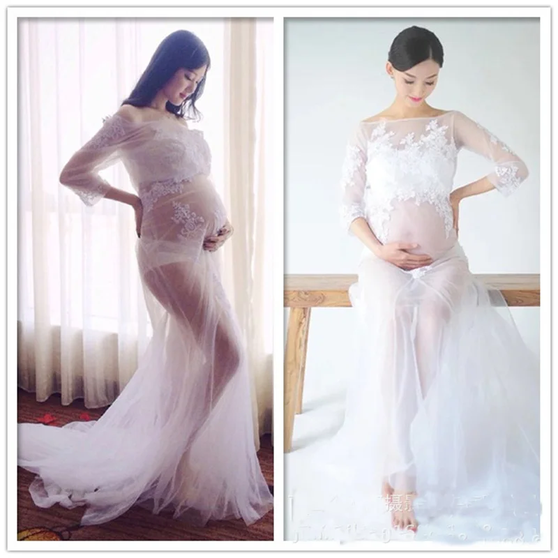 Белое Кружевное длинное платье для фотосъемки беременных|clothes pregnant|pregnancy