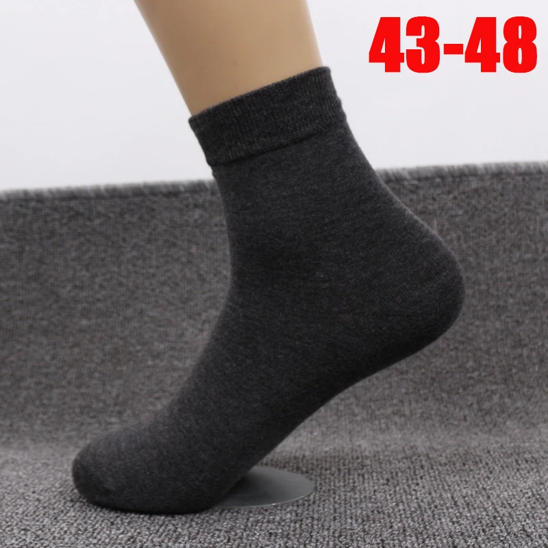 Enlarge 5 pairs=10 pieces Zerlos plus size 43-48 men's in tube socks cotton solid color men business socks male 2018 New Spring Summer