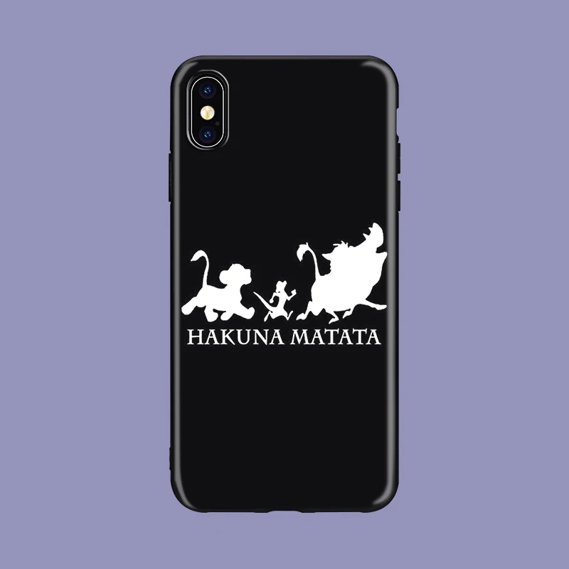 Hakuna Matata Король Лев Пумба Тимон мягкий силиконовый черный чехол для телефона для iPhone11 pro 5 5S se 6 6s 7 8 plus X Xs XR max
