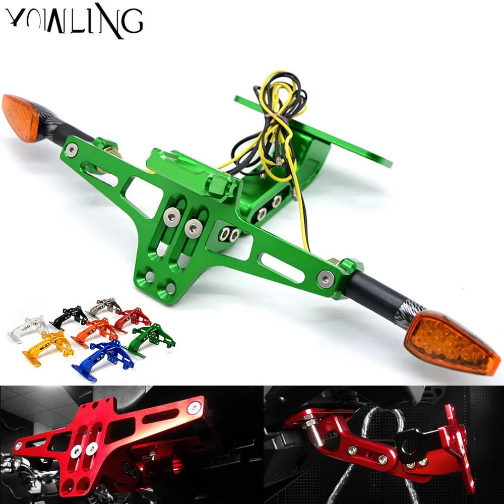 

Motorcycle License Plate Bracket Licence Plate Holder Frame Number Plate For Kawasaki Ninja250 300 Z250 Z800 Z1000 MT09 MT10