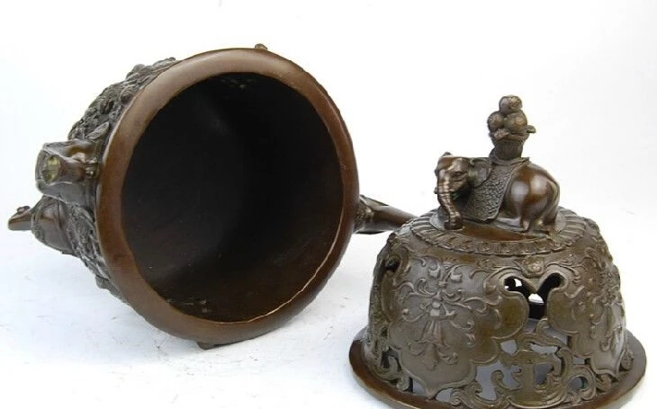 Китай Красной Меди Буддизм Слон Восемь сокровища Дворец Курильница | Дом и сад