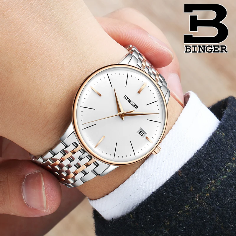 Крутые механические часы с изогнутым стеклом 2.5D мужские полностью синим кожаным