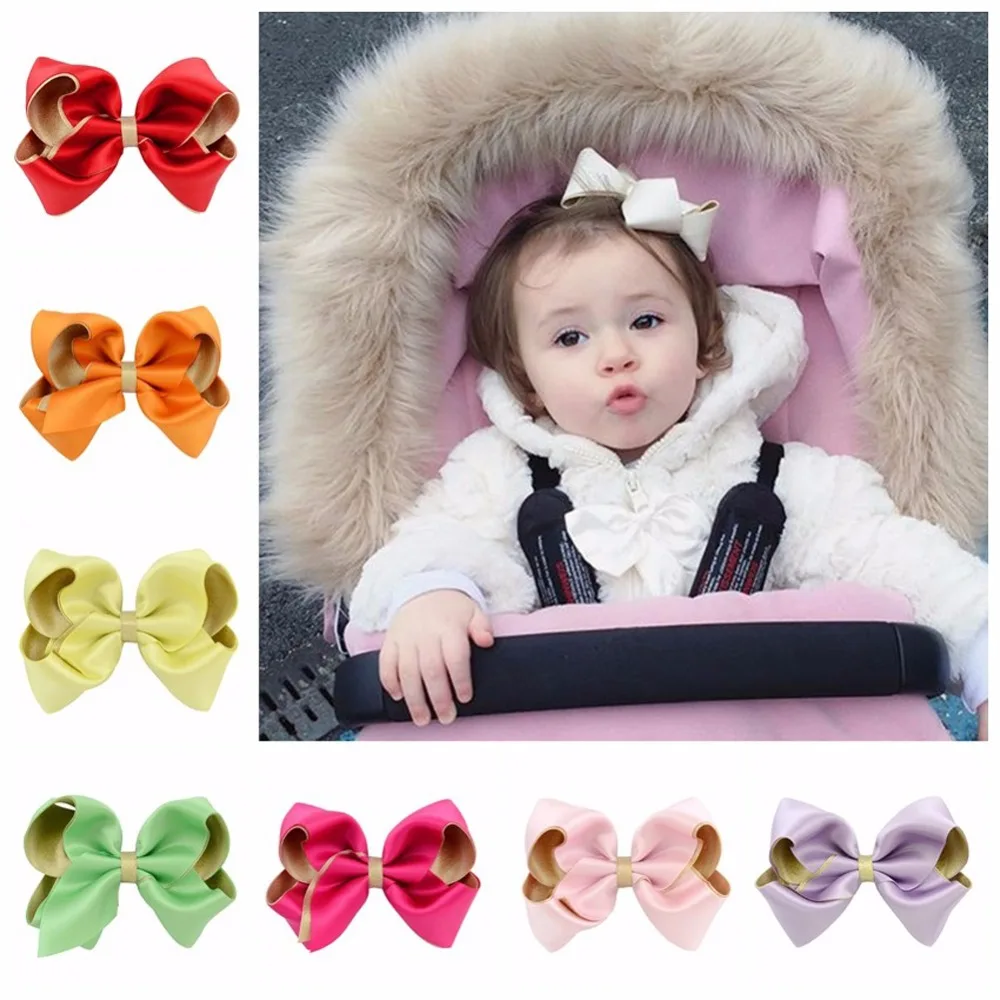

Lot 10pc 3.6inch Lovely Bow Girls Solid Ribbon Bows With Clip with French Barrettes Baby Hair Accessories(10 colors)