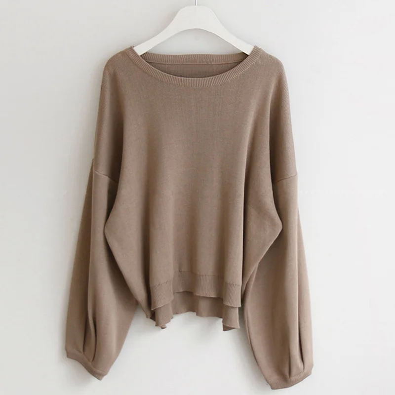 

Loose Sweater 2019 Autumn Winter New Casual O Neck Wide Pull Sleeve Oversize Pullovers Sweaters Female Jumper Knitwear Coat