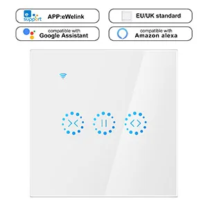 EU White Ewelink Wi-Fi Электрический переключатель жалюзи Сенсорное приложение Голосовое управление от Alexa Echo AC110 до 250 В для механического ограничения двигателя жалюзи - Цвет: EU White
