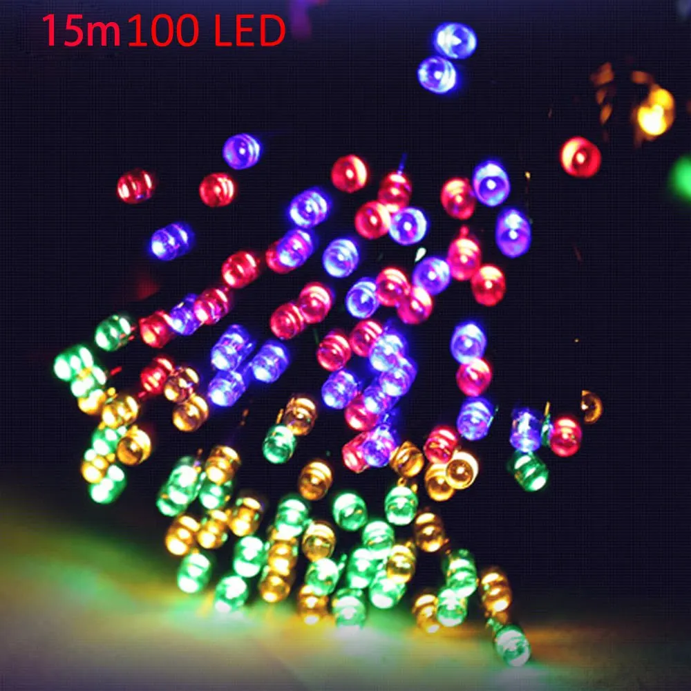Colorful 15m 100 LEDs Solar String Light IP65 Water Resistant Christmas Props Xmas Tree New Year Decors Festival Supplies | Лампы и
