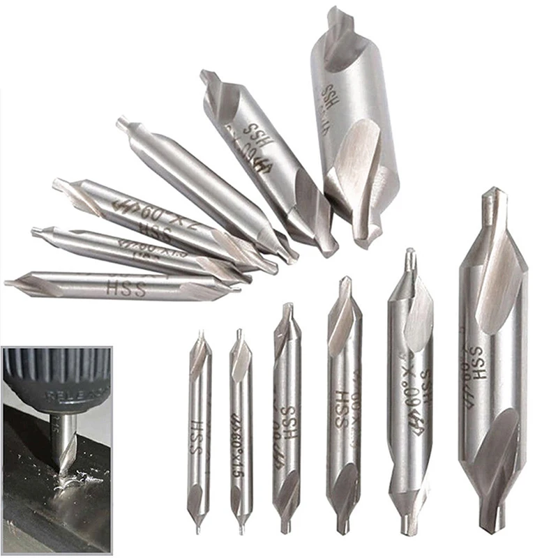 

1/5pcs HSS Combined Center Drills Countersinks 60 Degree Angle Bit Set Tool Metric 1.0mm 1.5mm 2.0mm 2.5mm 3mm 5mm
